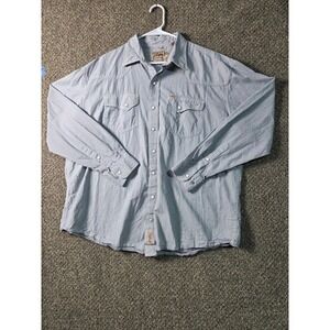 Rafter C Western Shirt Mens XXL Blue Pinstripe Excellent Pearl Snap Cowboy Wear